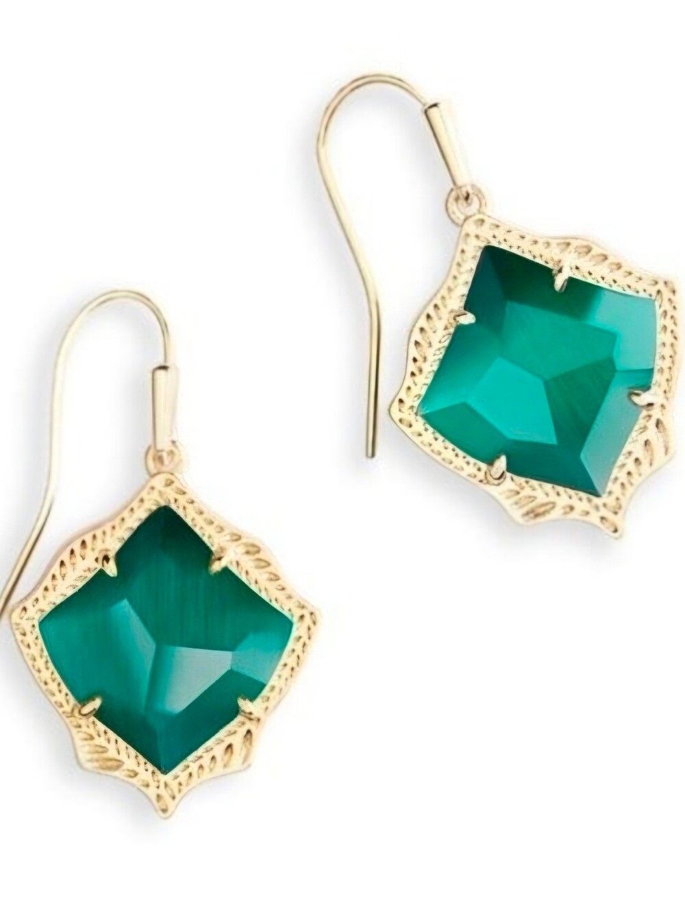 Kendra Scott Kyrie Emerald Gold Tone Drop Earrings